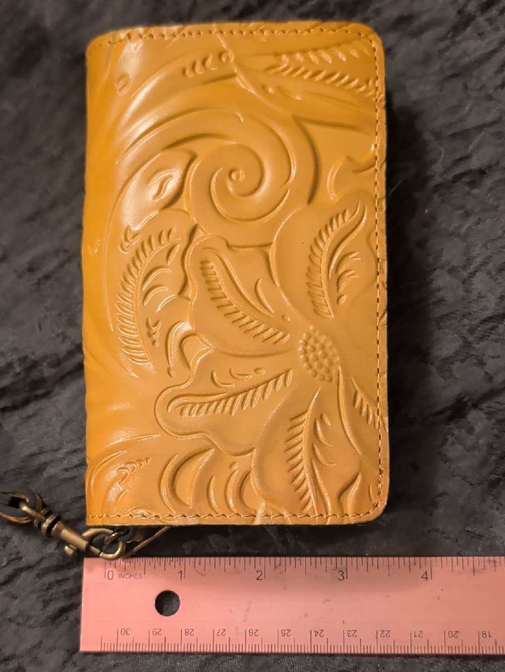 Patricia Nash Koumi Burnished Tooled Leather Zip Around Wallet in Mango - Picture 14 of 16